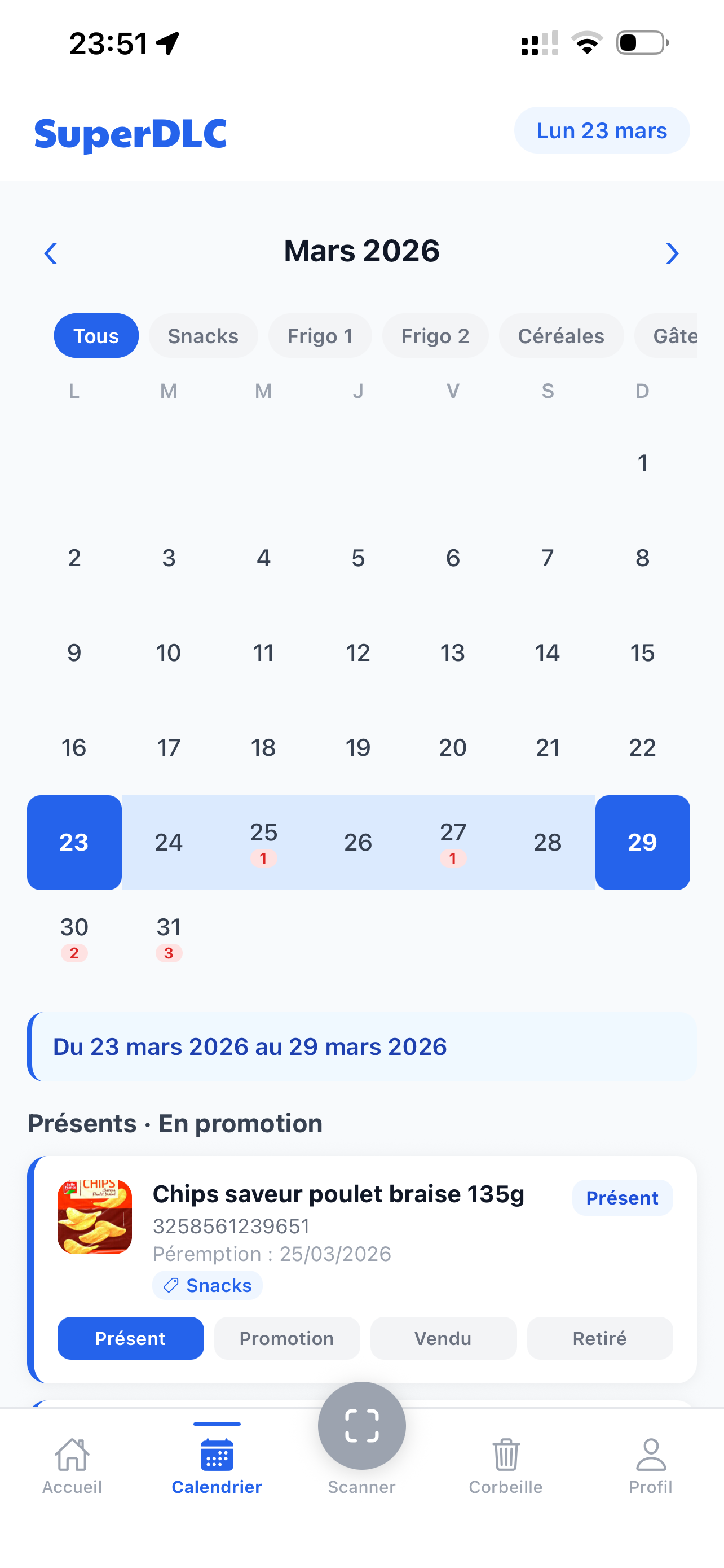Calendrier des péremptions SuperDLC